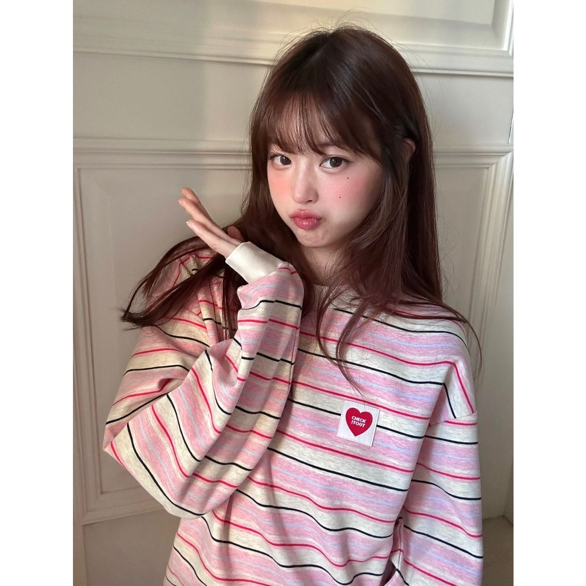 秋季新款小众设计感撞色条纹气质长袖T恤女卫衣宽松百搭休闲上衣