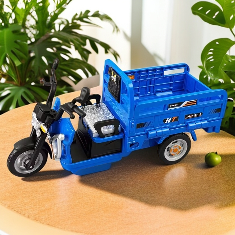 声光仿真三轮车男孩玩具汽车惯性摩托车三蹦子拉货快递车模型