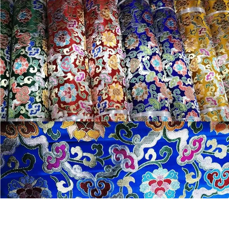 【西藏包邮】藏式提花莲花祥云图案加厚五色齐全佛堂装饰布料