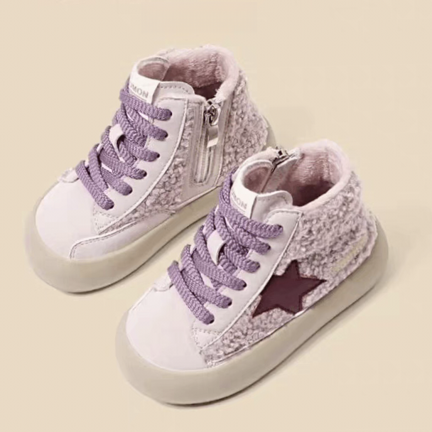 冬季女宝宝棉鞋小童软底鞋男童鞋加绒加厚婴儿学步鞋侧拉链二棉鞋