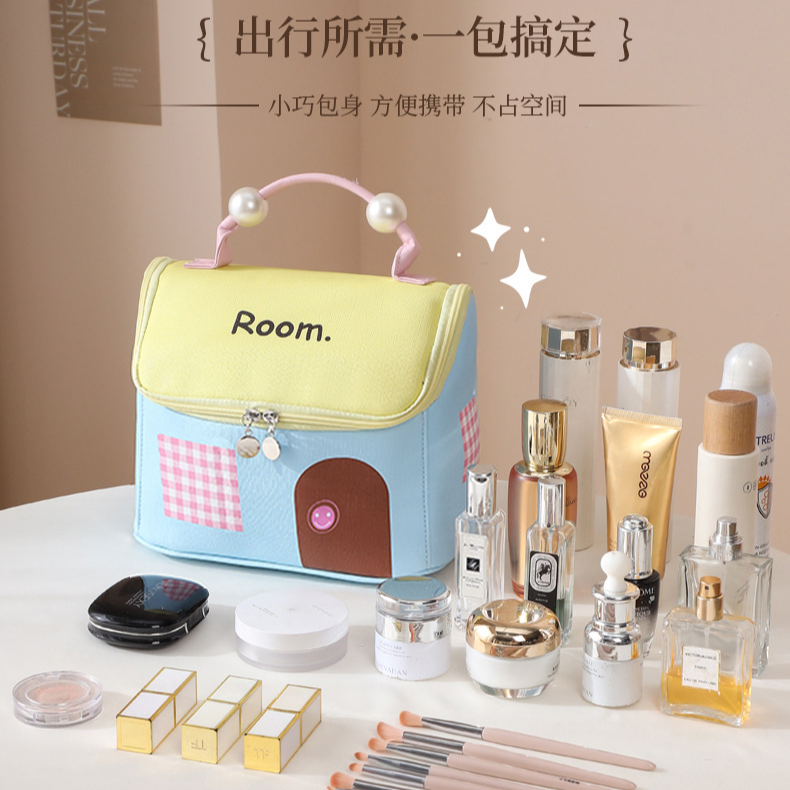 新款法式小房子化妆包旅行便携式大容量多分区防水收纳包洗漱包