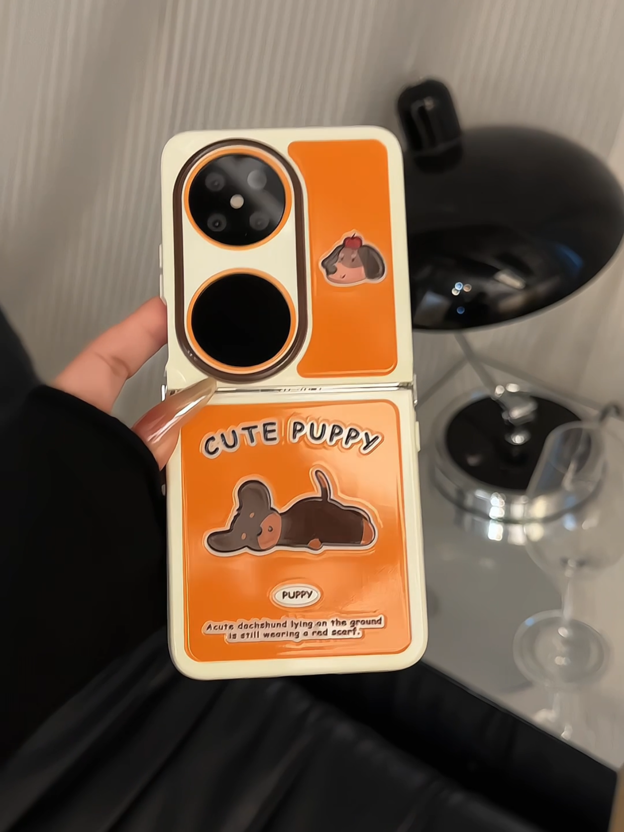 （华为pocket系列）适用华为pocket2手机壳p50折叠奶油女趴趴腊肠狗