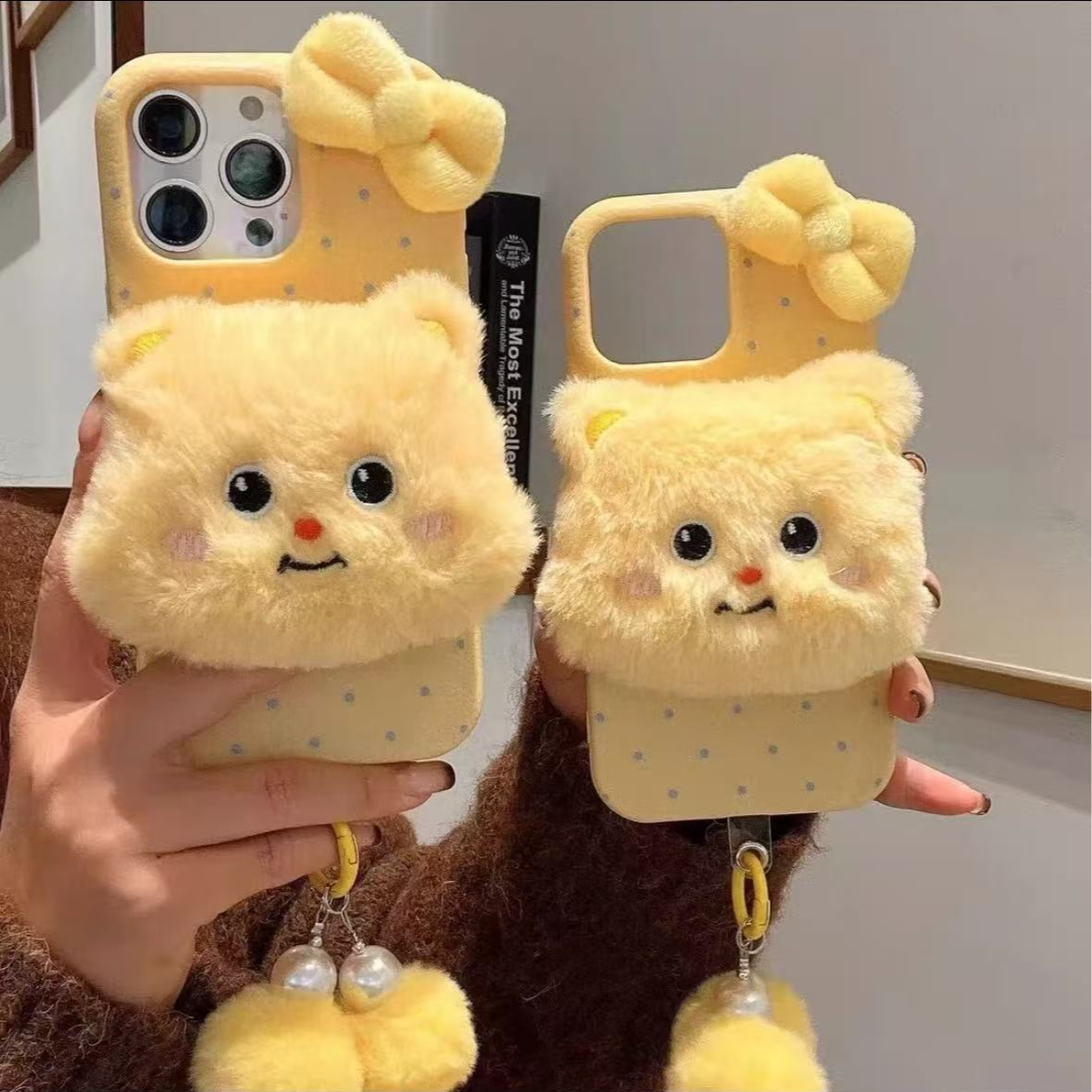 毛绒小熊适用苹果iPhone17手机壳16ProMax新款14Pro防摔15软壳16