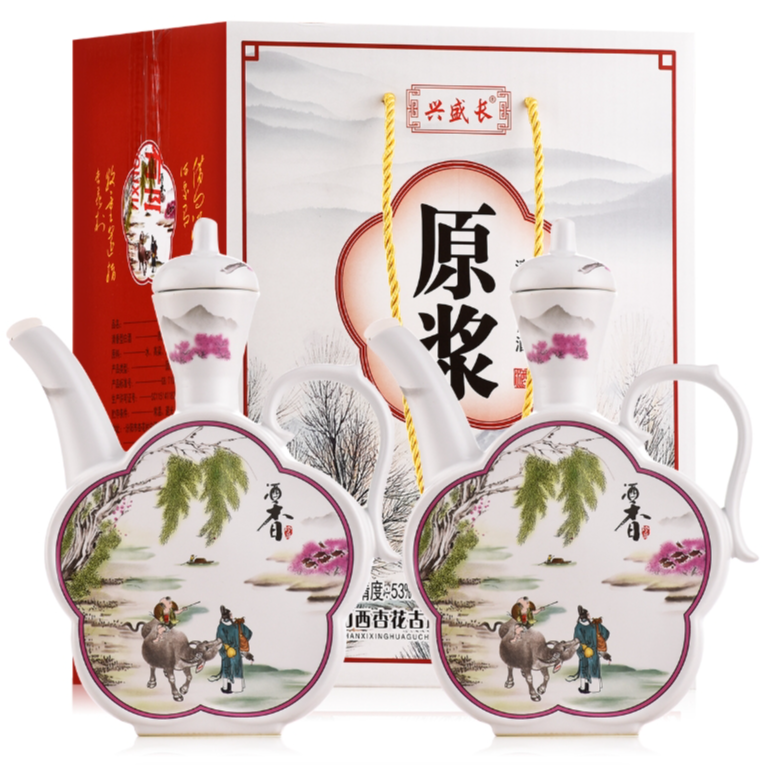 兴盛长兴盛长53度500ML白扁壶*2清香型白酒53度500ml