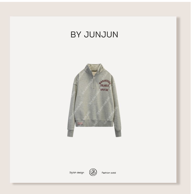 ByJunjun【复古重塑】软糯定制料立领卫衣