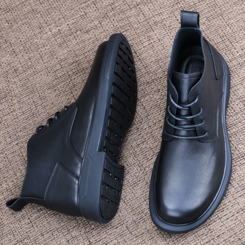 CATIA SELI2025秋冬新款头层牛皮真皮商务高帮皮鞋男鞋系带马丁靴