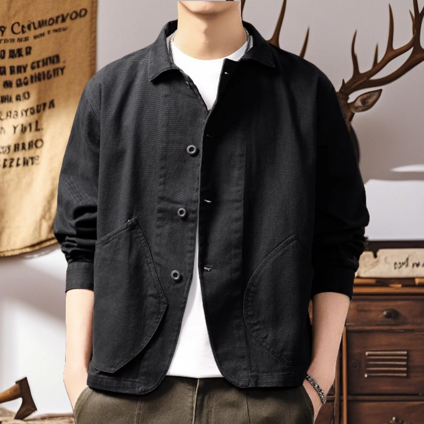 高端美式重磅潮牌工装复古夹克男秋冬新款百搭小众长袖衬衫外套男