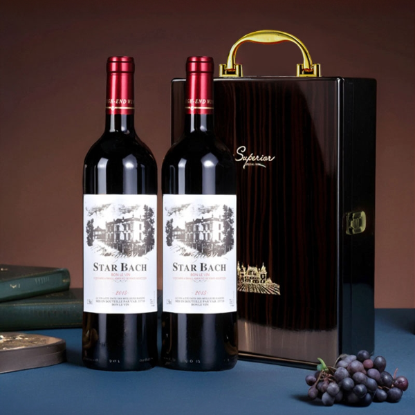 纳菲尔2支红酒两瓶装干红葡萄酒送礼钢琴烤漆礼盒精致包装