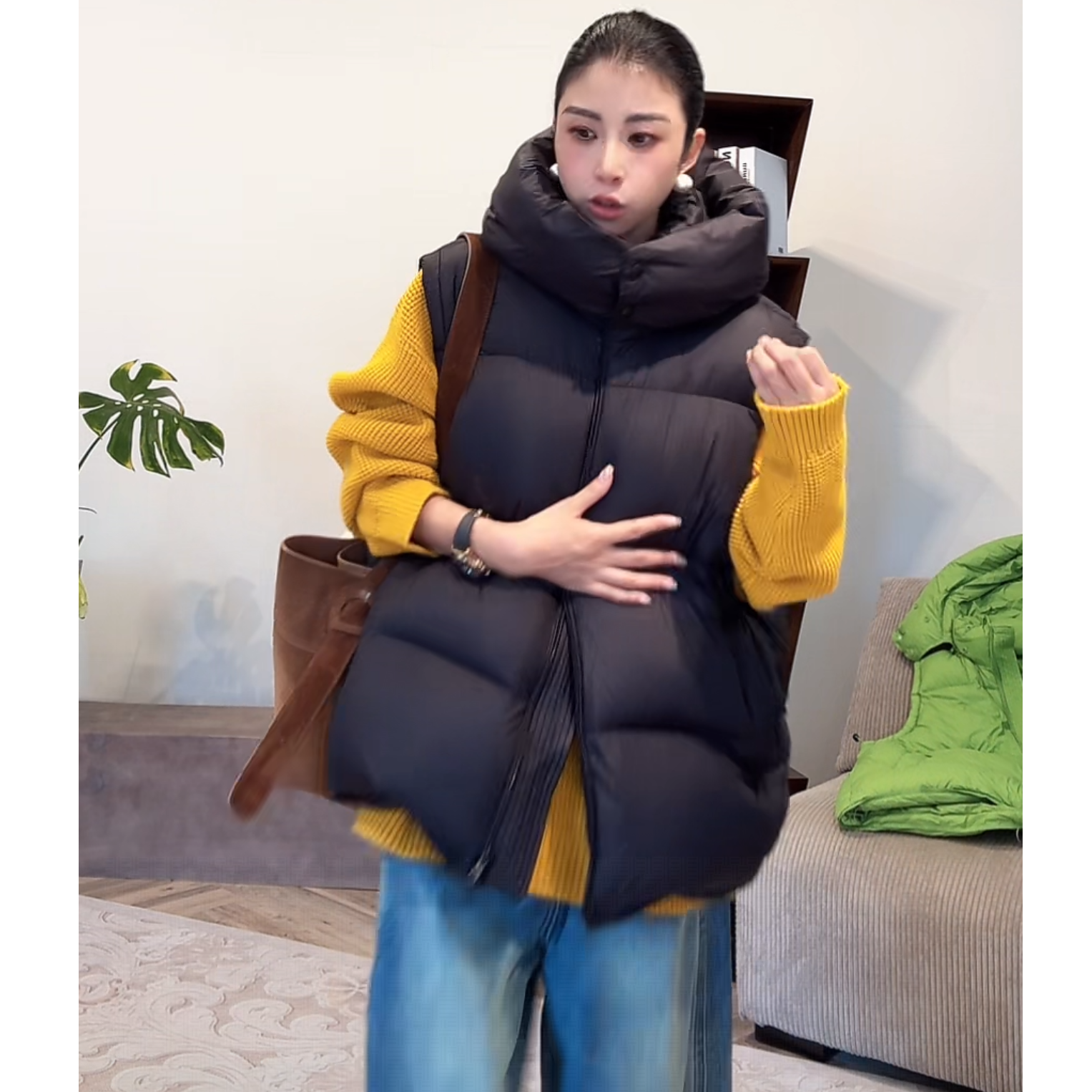 ZUOXIAOQI糖果连帽羽绒马甲33（衣长67/胸围150）