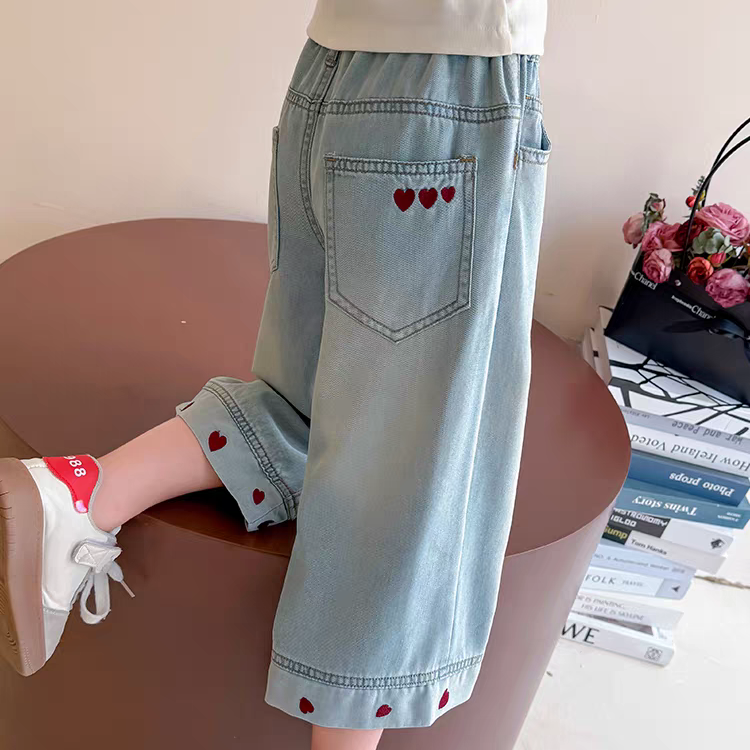 女童牛仔裤夏季2025新款儿童洋气天丝宝宝薄款休闲阔腿裤夏装裤子