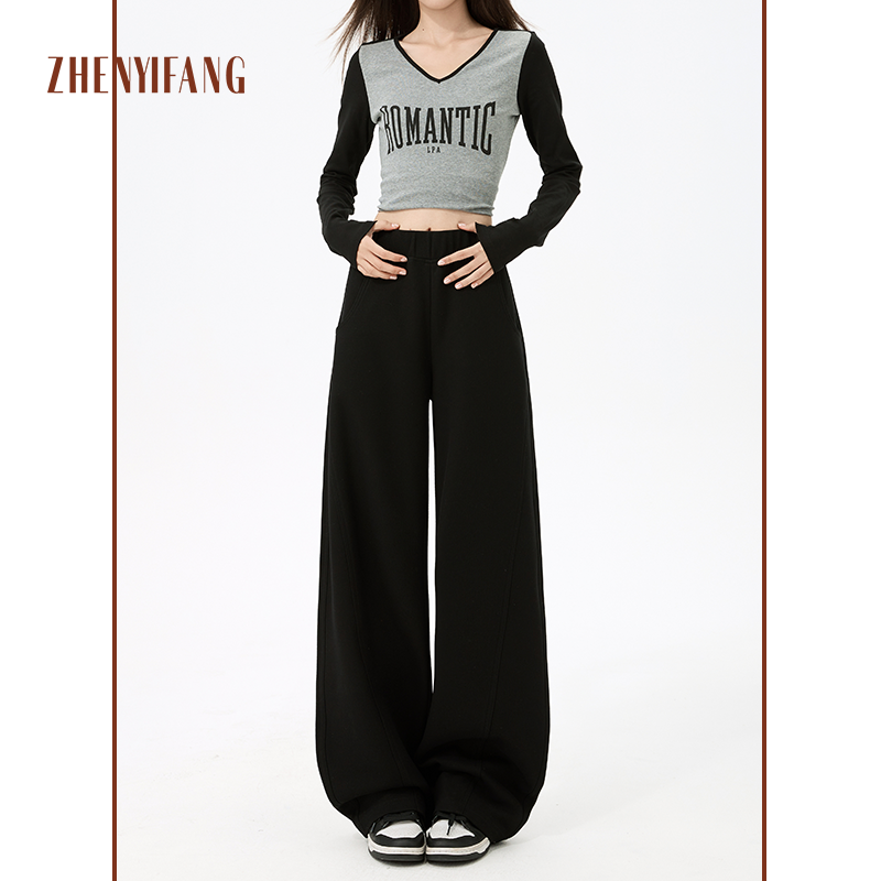 秋冬高腰百搭休闲窄版弯刀裤2025新款显瘦垂感宽松运动香蕉裤