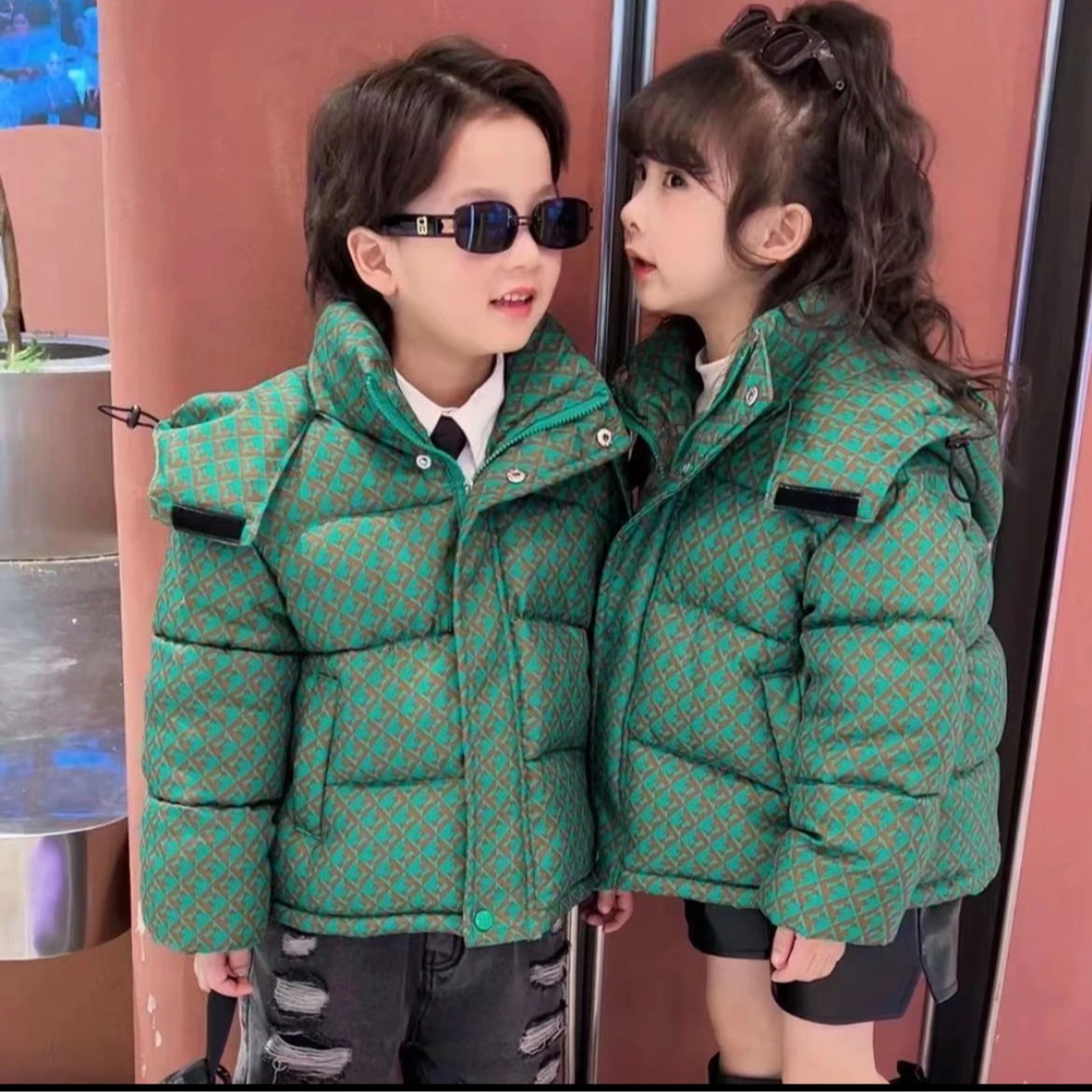 男女同款棉服新款千鸟格棉服加厚冬装外套爆款童装冬季儿童棉服