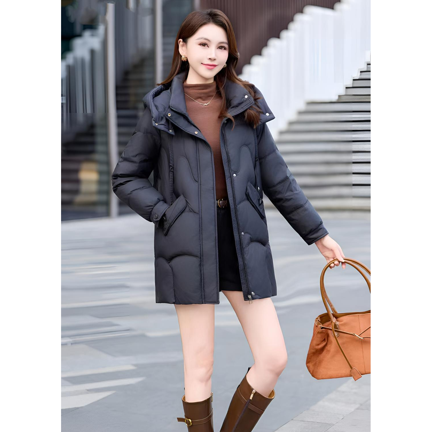 羽绒服2025年新款新国标白鸭绒显瘦遮肉修身减龄帽子可拆卸女装