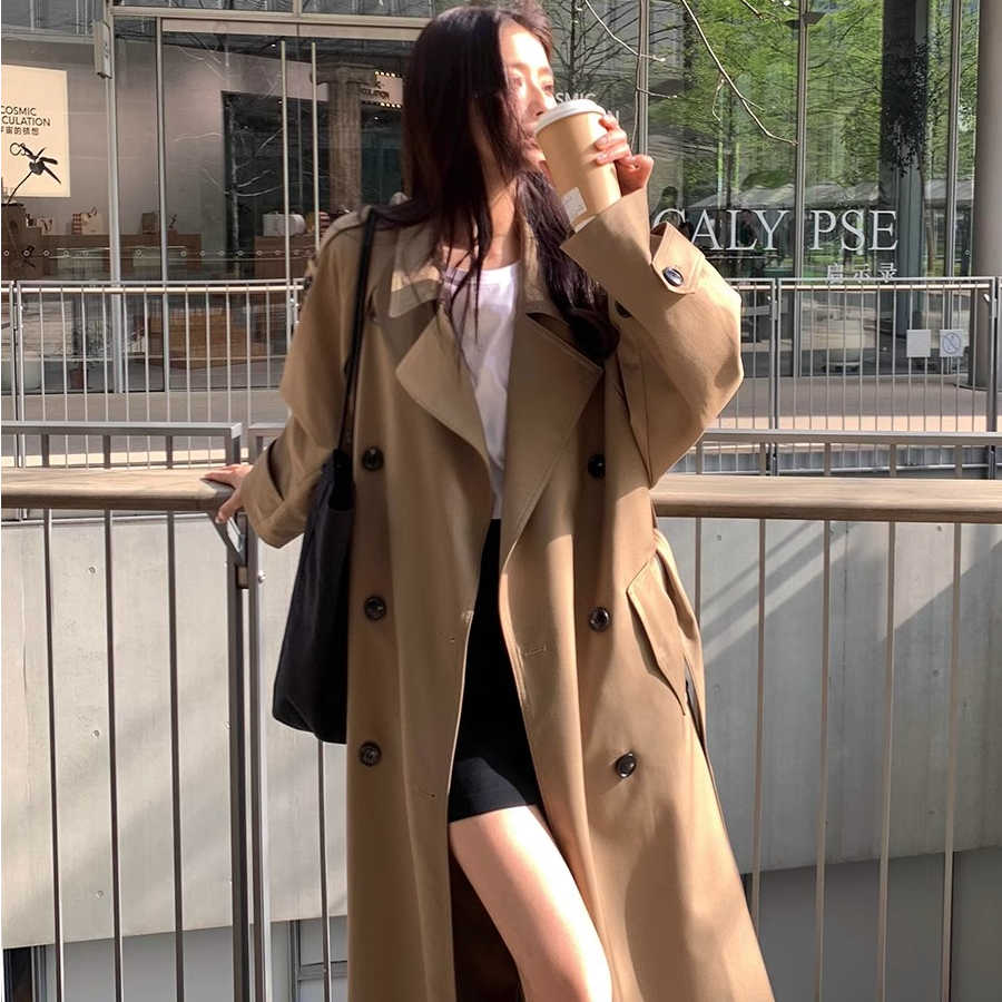 巴黎旧梦双排扣风衣外套女2025春秋新款经典高级感中长款气质大衣