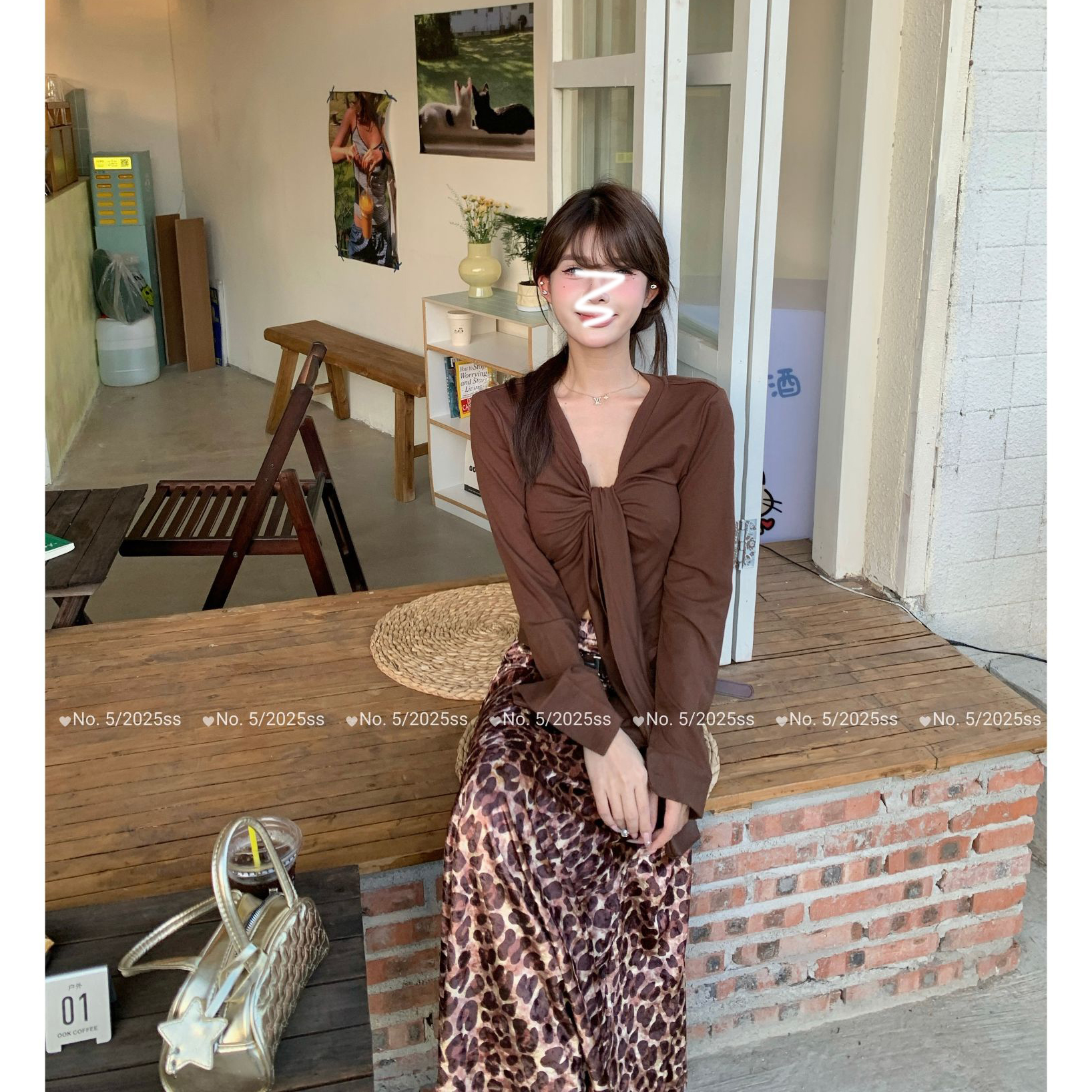 2025年秋季新款美式复古辣妹绑带长袖内搭高级设计感修身显瘦上衣