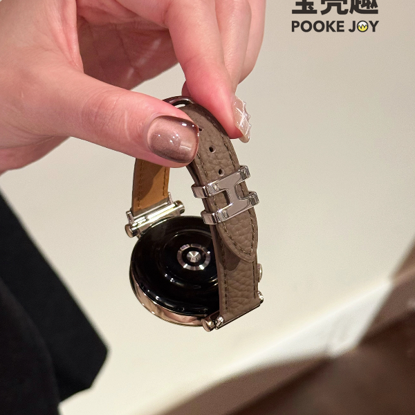 宝壳趣适用华为手表gt5/gt6表带H扣真皮表带gt3/gt4荔枝纹fit4/3