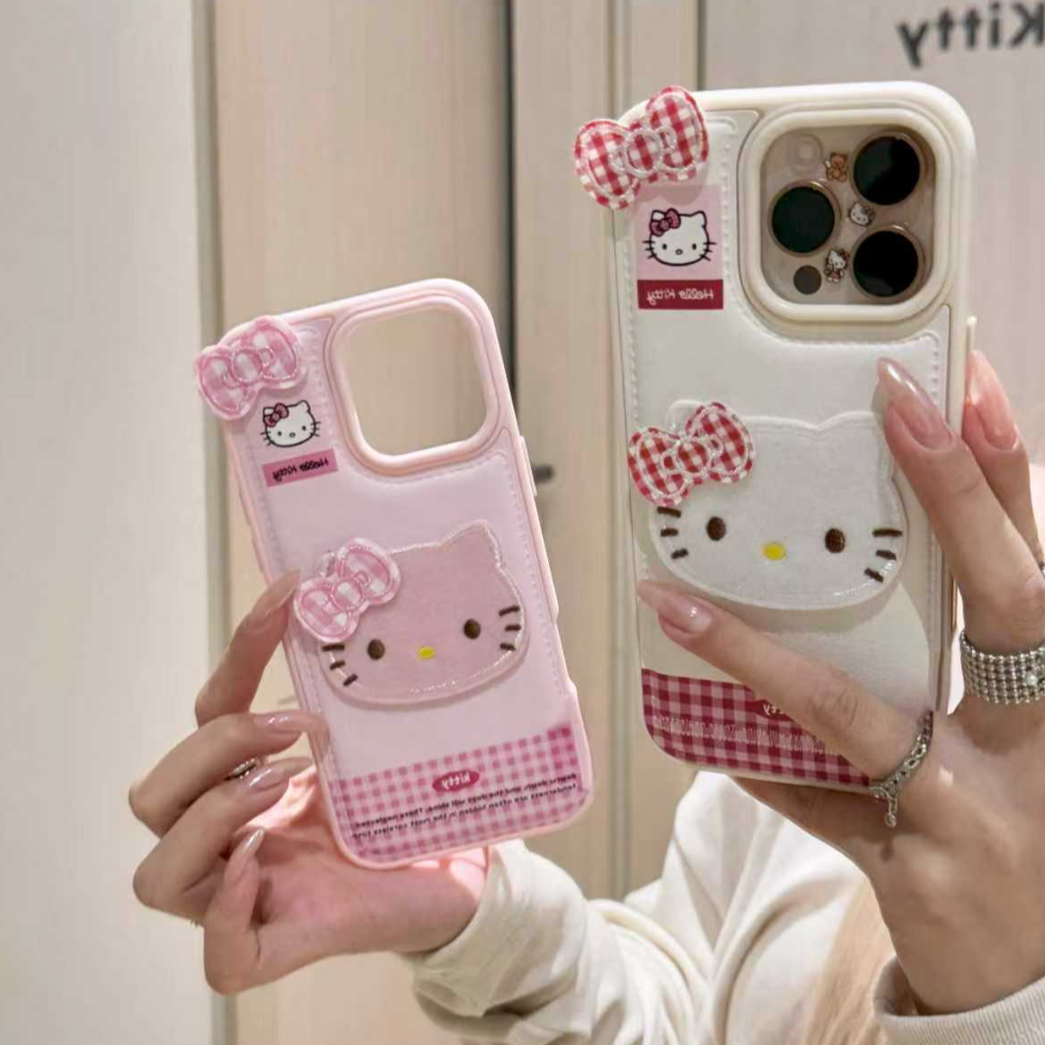 诚星泽格子蝴蝶结kt适用苹果17pro手机壳iPhone15/16新款14可爱13