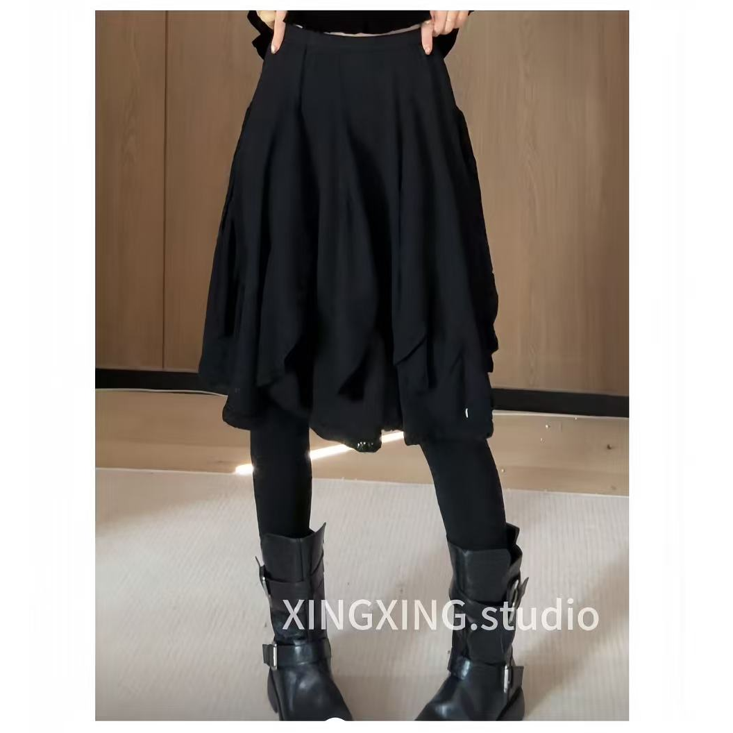 X.x.高端韩系镂空花边不规则半身裙女显瘦设计时尚休闲半裙410