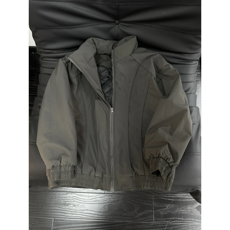 美式cleanfit棉服外套男款冬季斜切加厚夹克潮牌宽松立领工装上衣