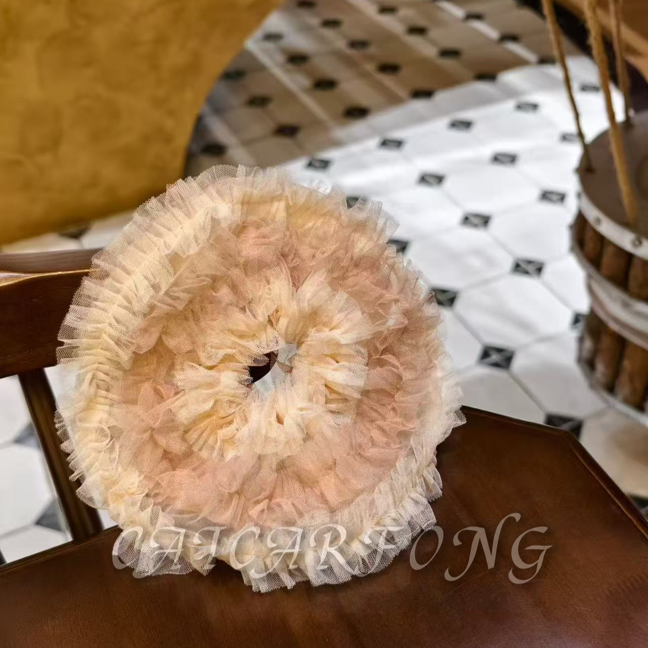 CAICARFONG/彩咖小众设计复古法式多层网纱少女超仙百搭发圈发饰