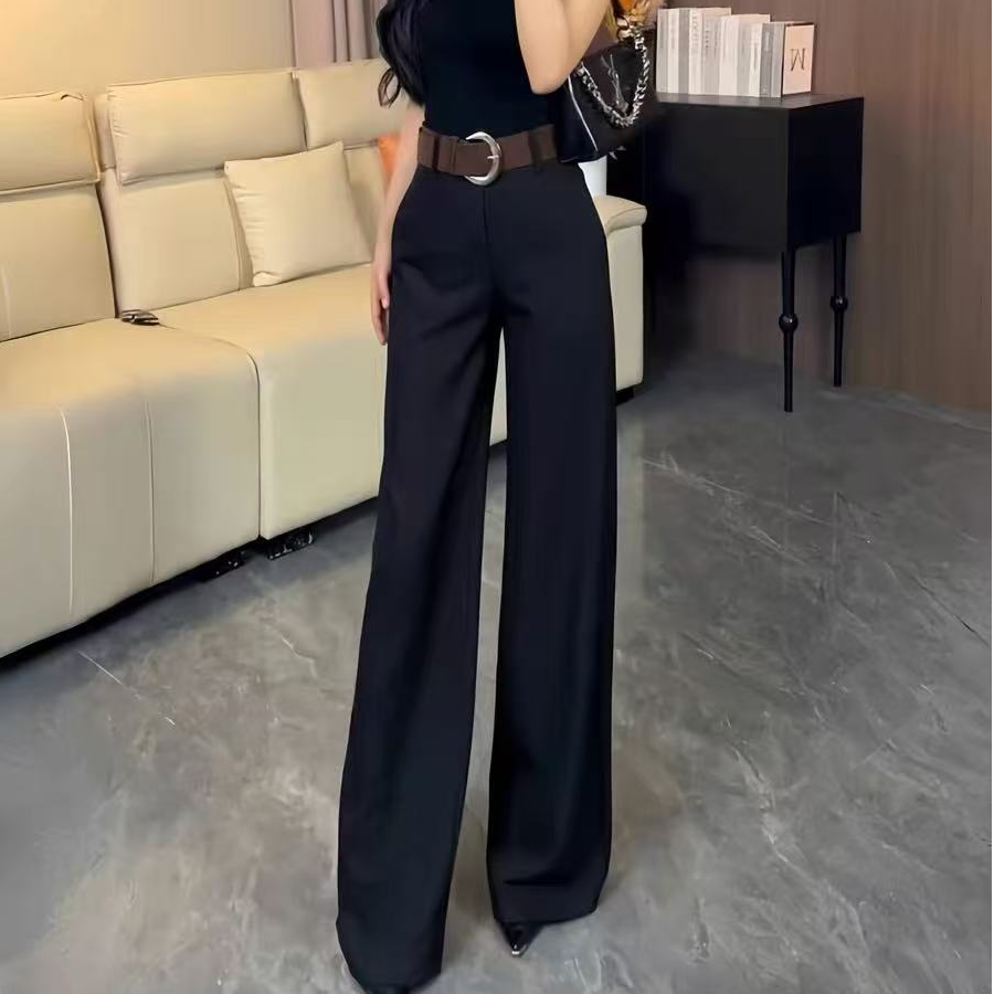 运费险+送腰带 西装阔腿裤女2025春秋新款高腰窄版休闲拖地裤
