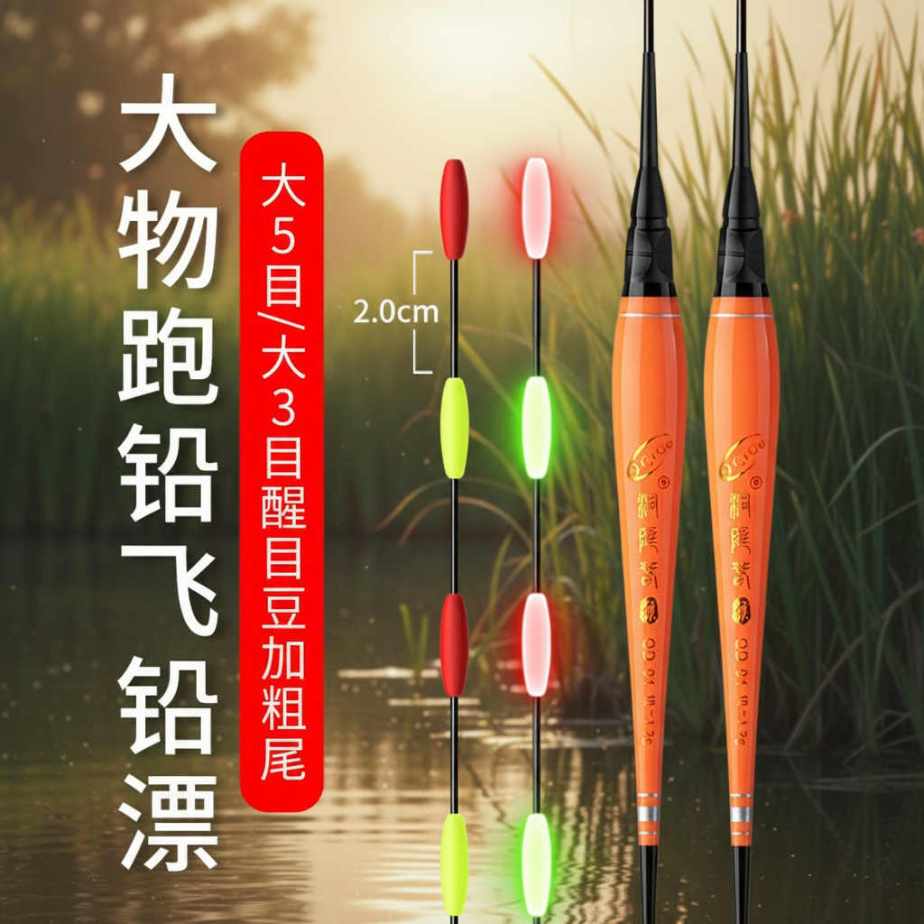 洞庭春跑铅夜光漂无铅飞铅电子漂日夜两用加粗醒目抗风浪鱼漂浮漂