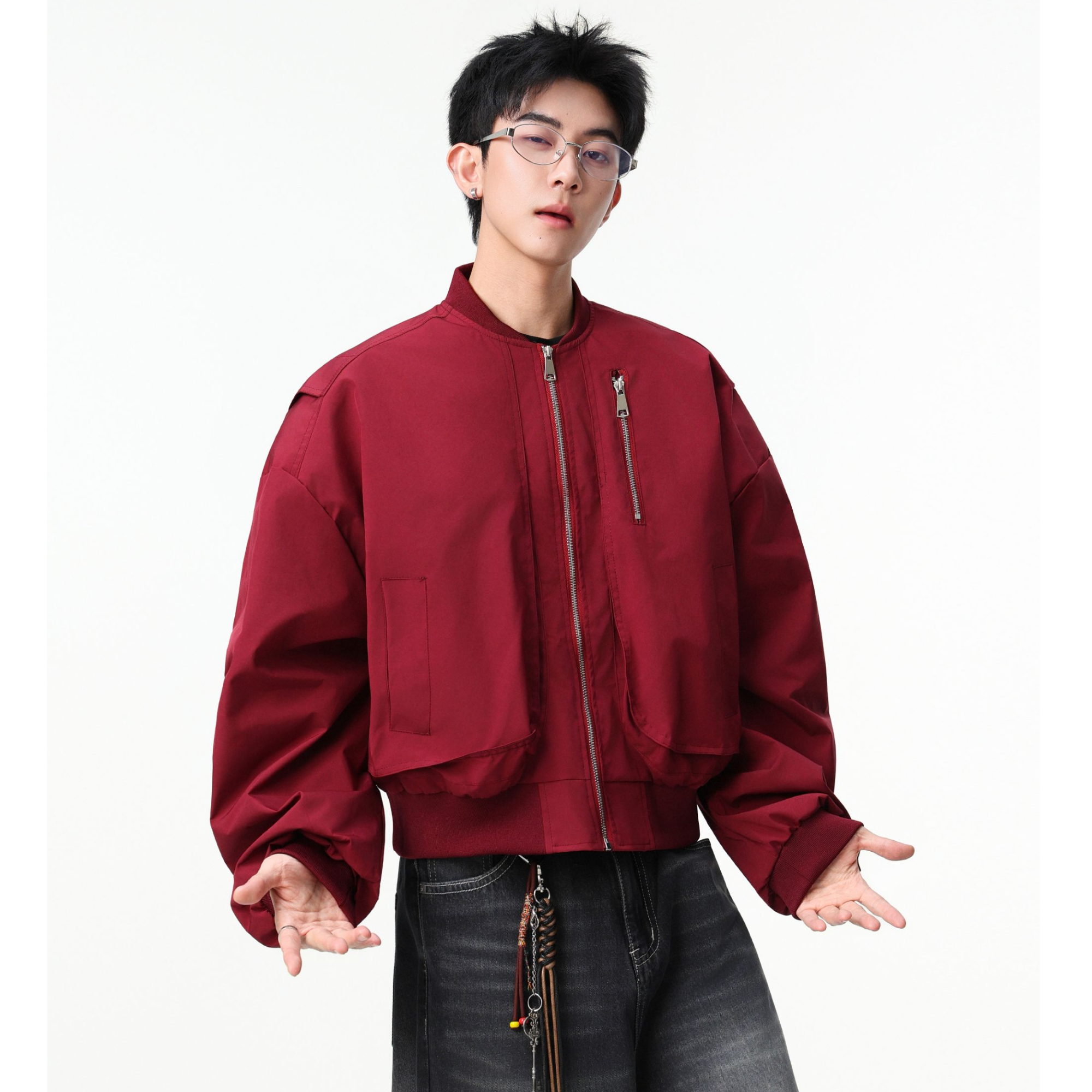 QIUYIDAODI秋季「巴家版型 菠菜水手」短款解构廓形夹克外套上衣男