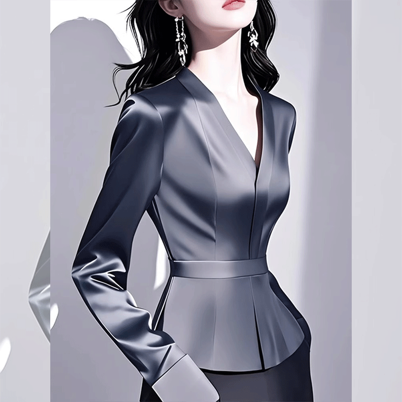 法式轻奢小香风v领衬衫女款2025春季新款衬衣独特别致超好看上衣