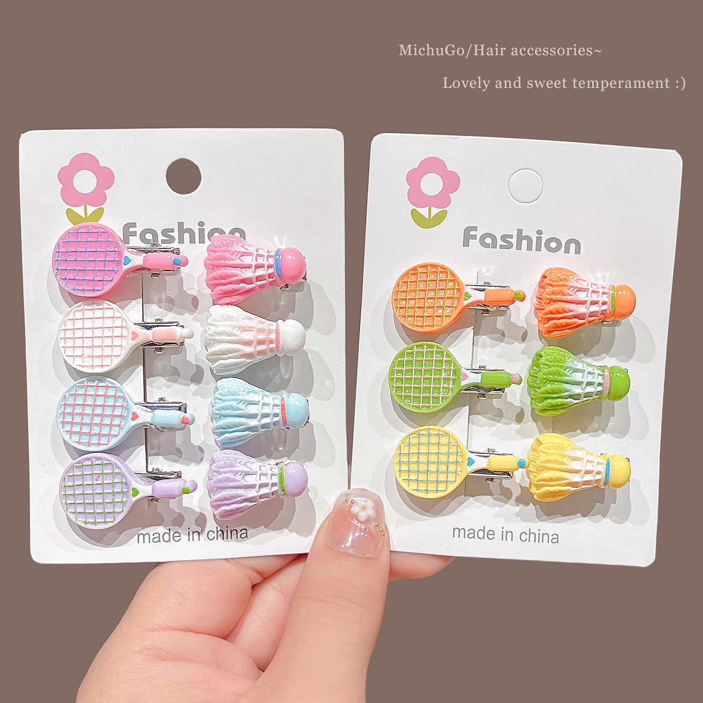 趣味可爱羽毛球拍发夹女彩色碎发侧边夹子甜美刘海夹儿童发卡发饰