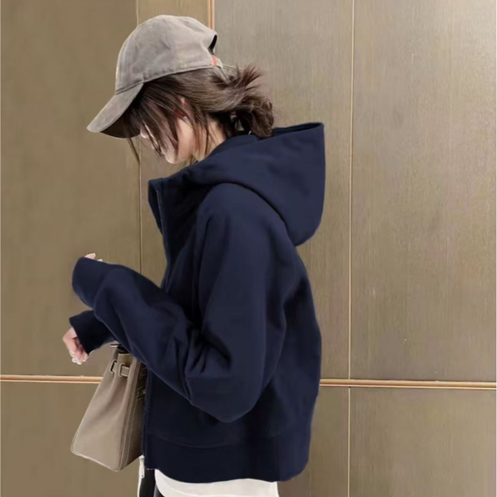 连帽卫衣女短款秋季厚款短外套秋冬ins上衣女装运动2025秋冬外套