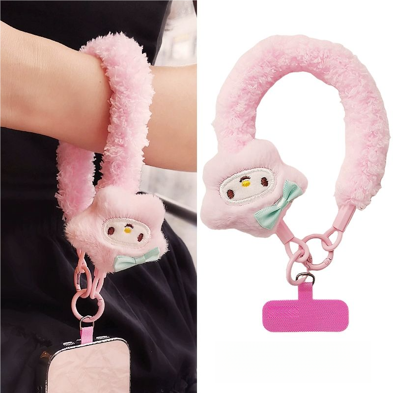 秋冬新款卡通手机挂绳可爱毛绒手机链挂手腕链条高级感双扣手提绳