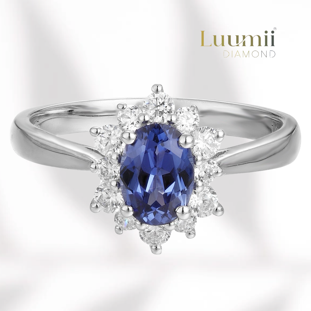 LUUMII 培育蓝宝石16「蔚蓝WOADWRACK」培育蓝宝石时尚S925银戒指