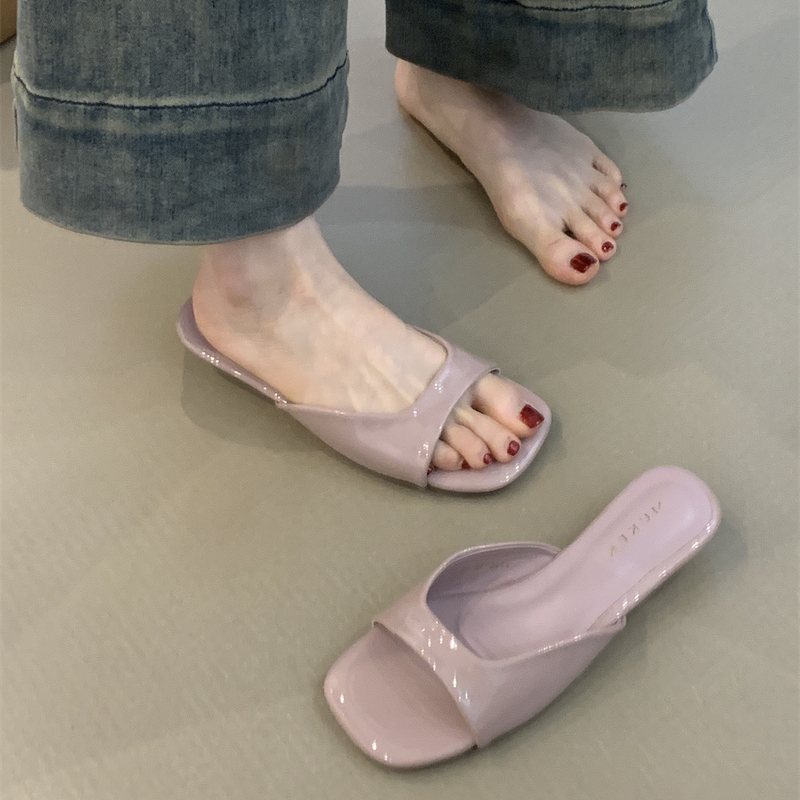 MKK-T235-16温柔仙女风拖鞋女外穿2025夏季法式鱼嘴露趾坡跟凉鞋