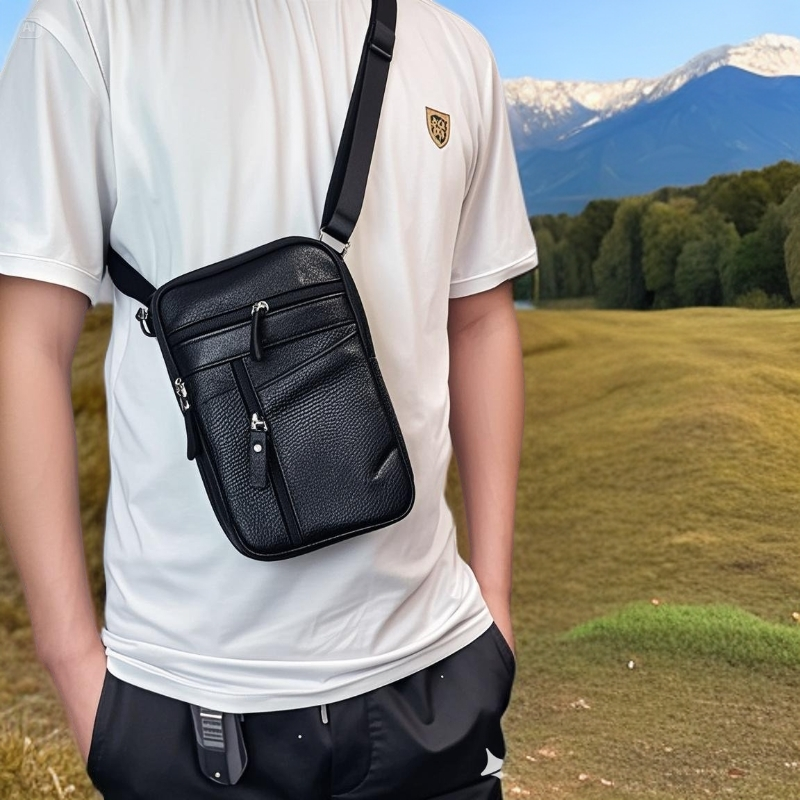 真皮手机腰包男士随身小挎包穿皮带竖款可穿皮带迷你斜跨牛皮小包