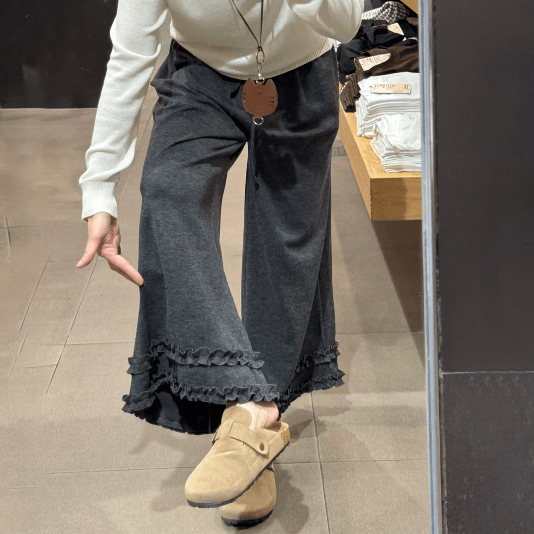 深灰色慵懒感高腰直筒阔腿裤女秋季大码梨型身材遮胯显瘦休闲裤子