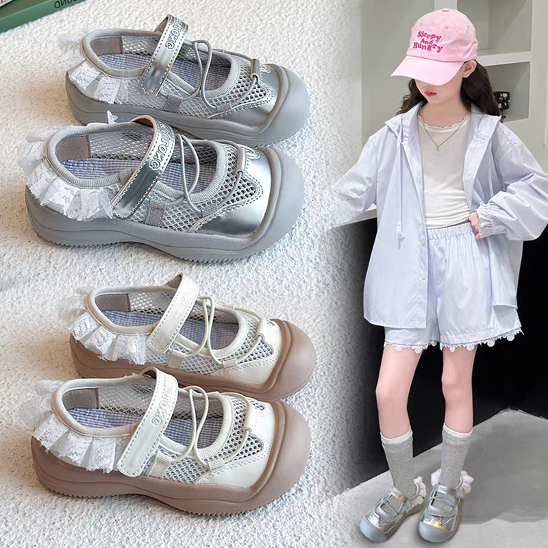 女宝宝鞋子2025夏季新款儿童网面运动凉鞋软底镂空透气休闲网鞋潮