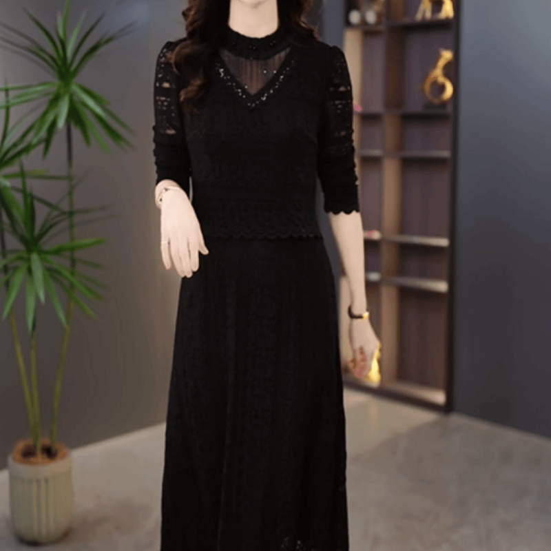 A959【连衣裙】2025秋季新款时尚高贵精致优雅修身显瘦黑色连衣裙