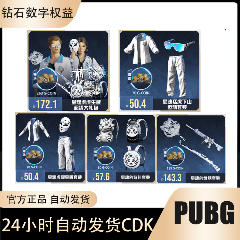 PUBG绝地求生星魂联名皮肤套装虎虎生威超级大礼包吃鸡CDK激活码