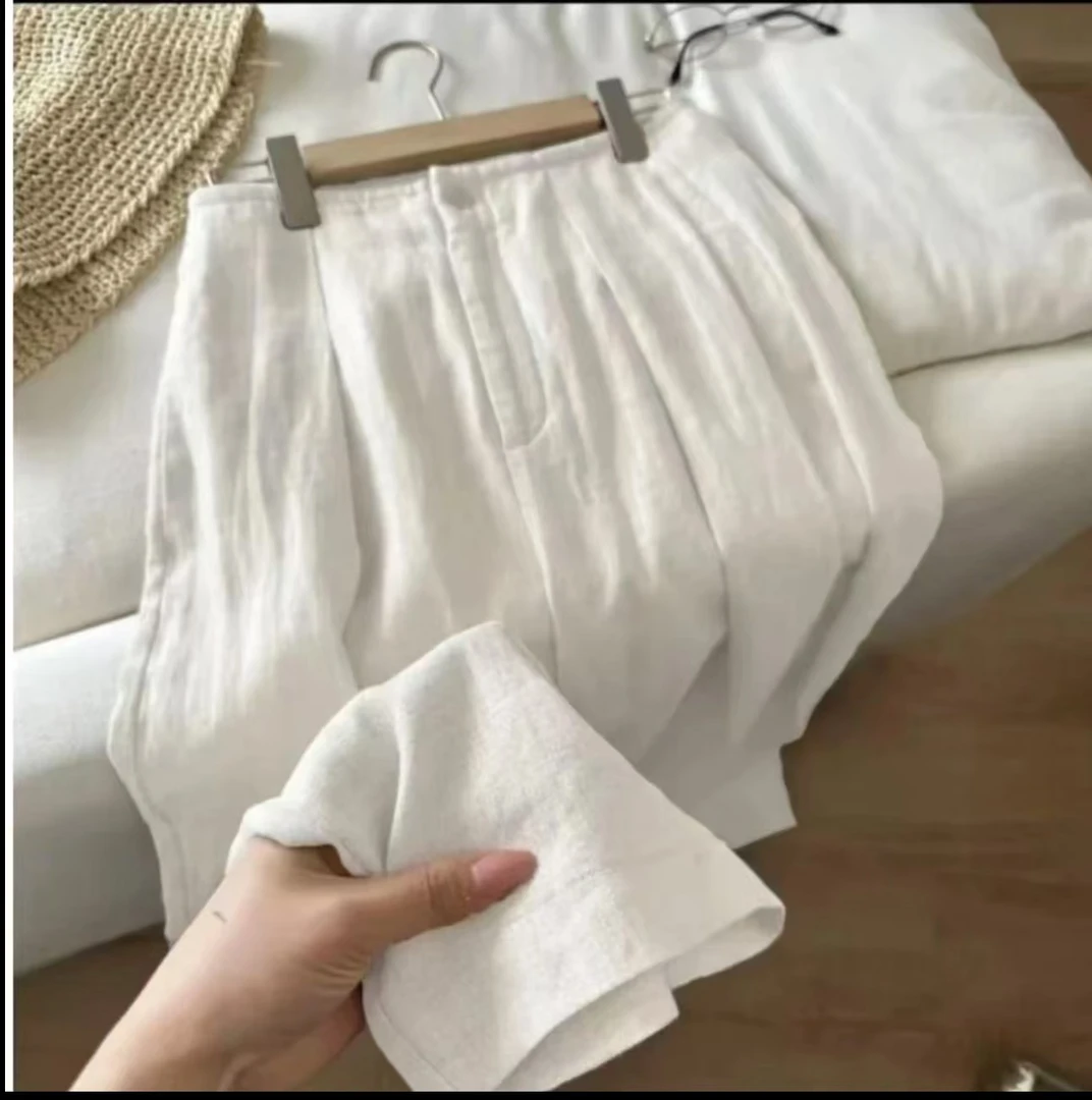 【现货+运费险】莱赛尔亚麻阔腿裤夏季垂感高腰宽松慵懒风显瘦长裤