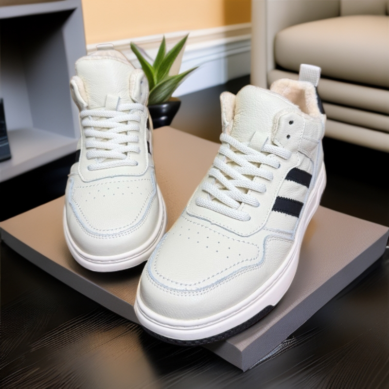 冬季手工头层牛皮实木中底休闲板鞋棉鞋加绒男士百搭保暖时尚透气