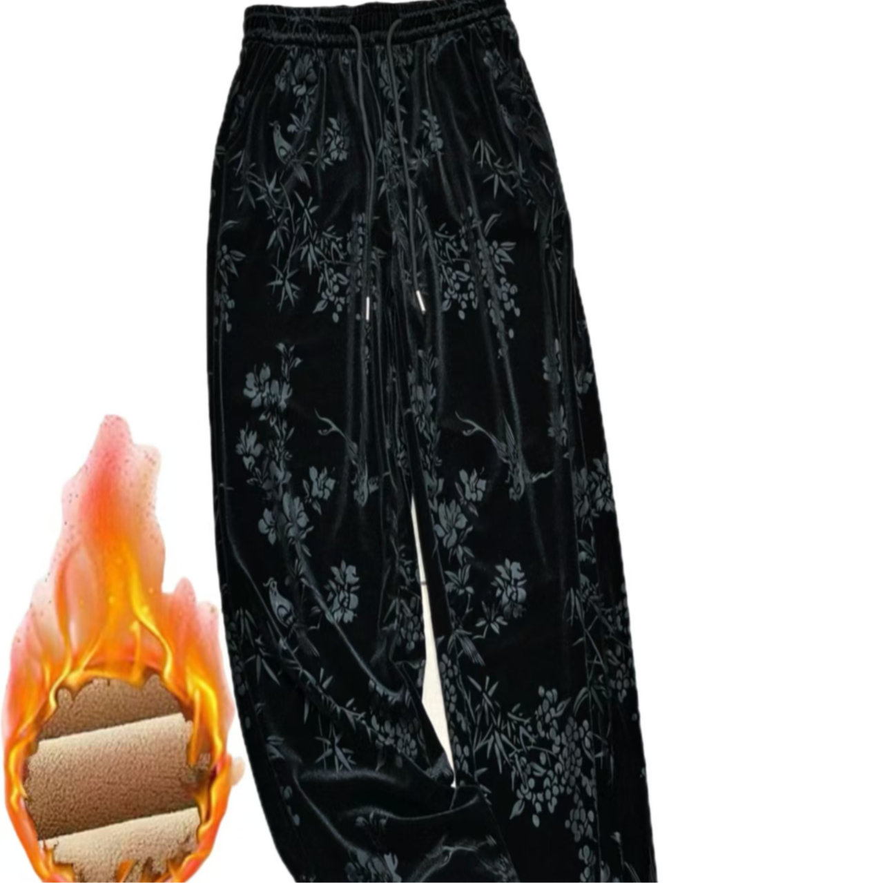 （小曼推荐）7416#新款时尚丝绒提花加绒阔腿裤