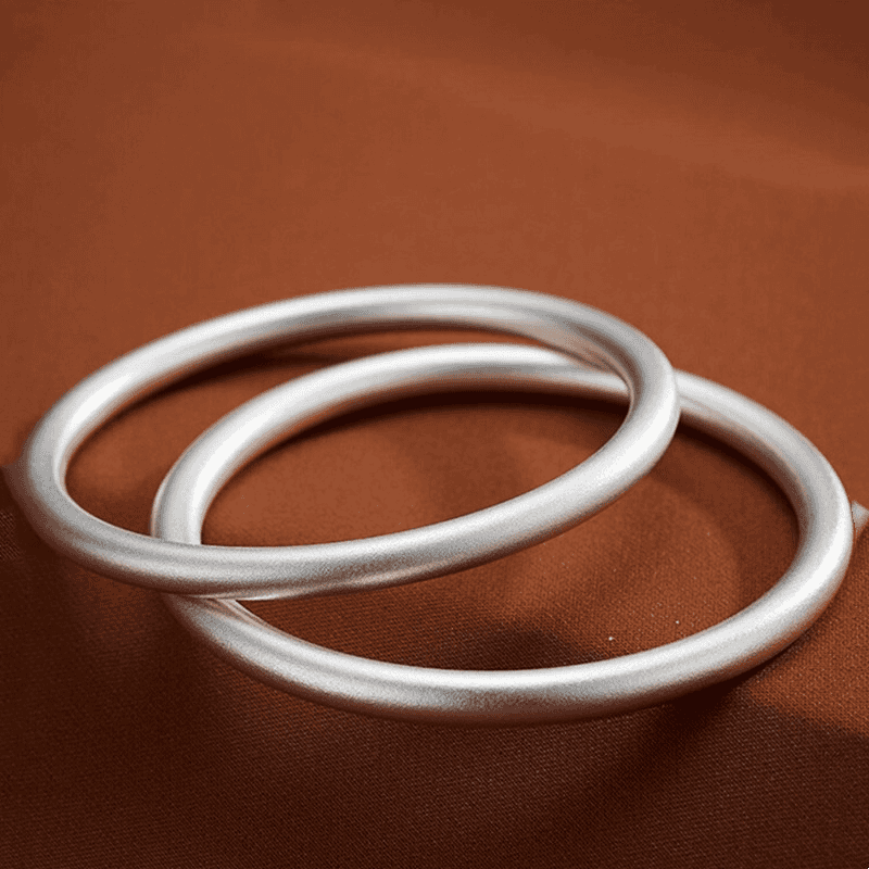 足银手镯 足银手镯古法手镯女足银磨砂素圈闭口手环送女友女款