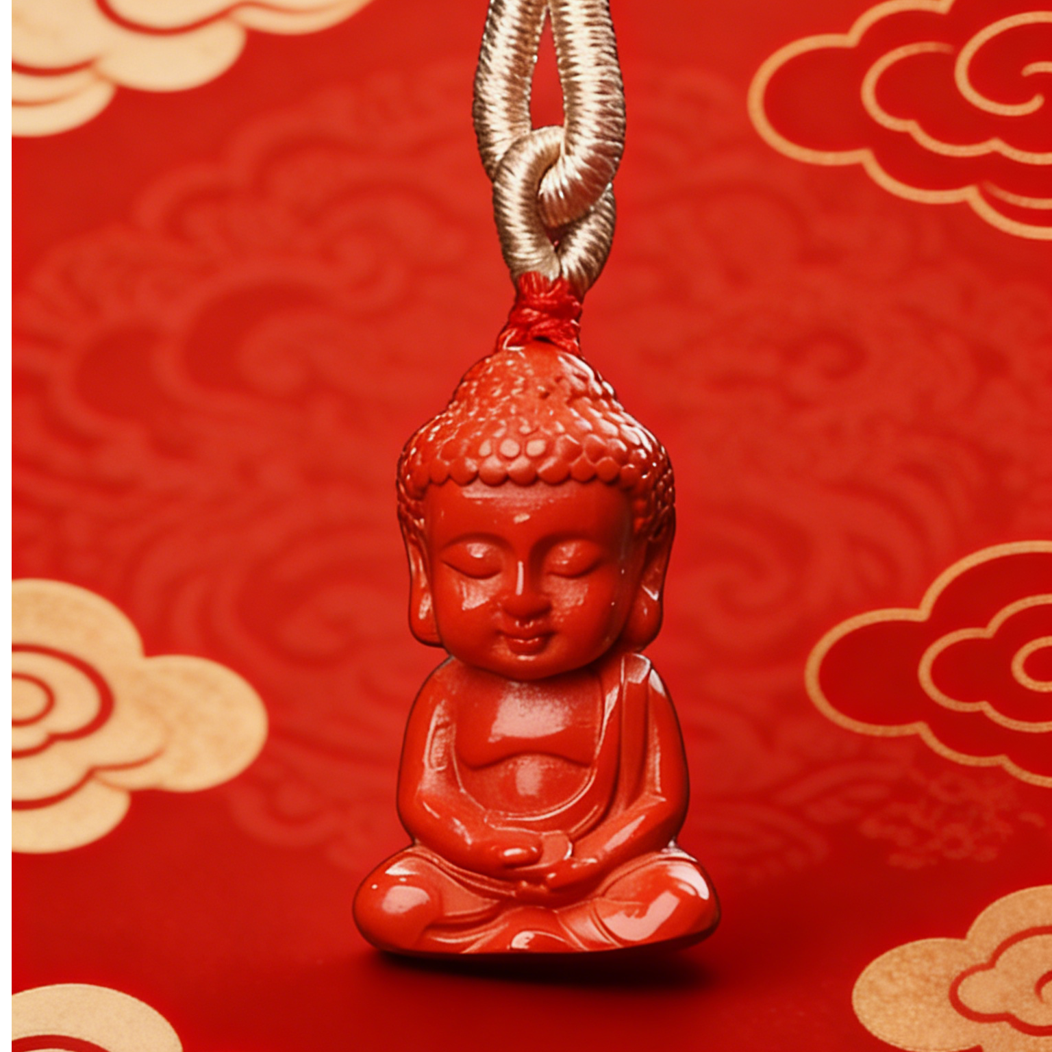 含辰砂工艺品福气、健康与平安【宝宝佛 朱砂吊坠】一生顺遂