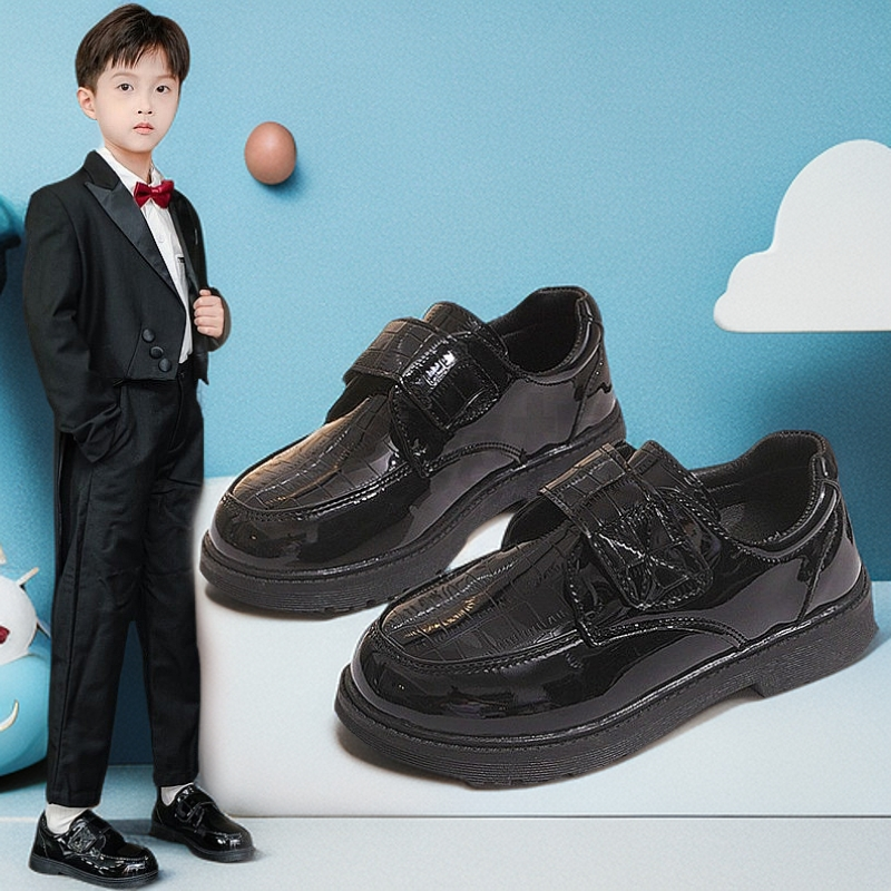 小孩皮鞋男童表演鞋小学生黑色黑皮鞋英伦风软底礼服鞋儿童西装鞋