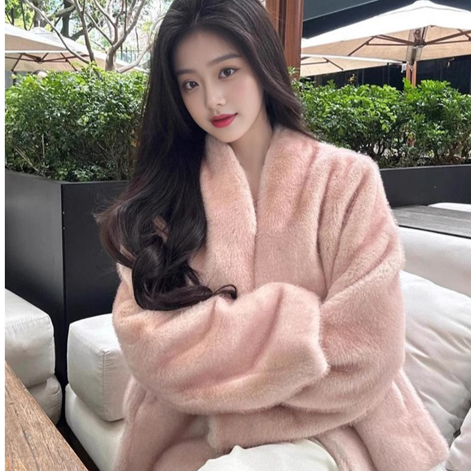韩女法则毛毛外套冬季仿貂毛皮草女宽松时尚韩系名媛气质毛绒大衣