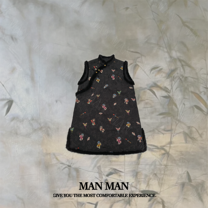 满满出品-『蝶戏貂缘国风马甲』25396水貂毛气质时尚舒适新中式百搭