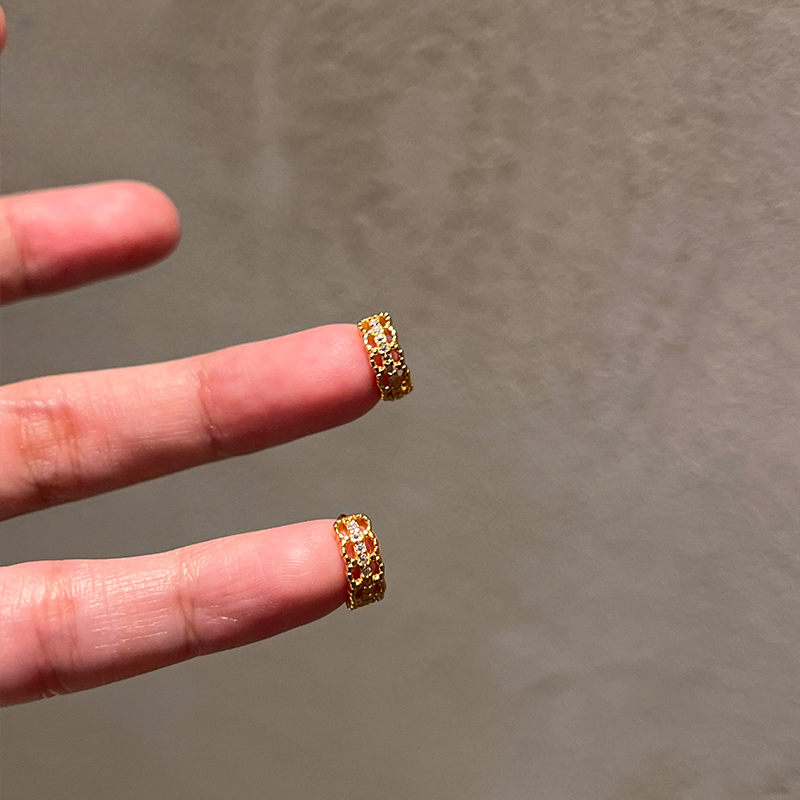 铜合金耳饰 金色蕾丝耳扣复古气质简约百搭法式秋冬耳饰女