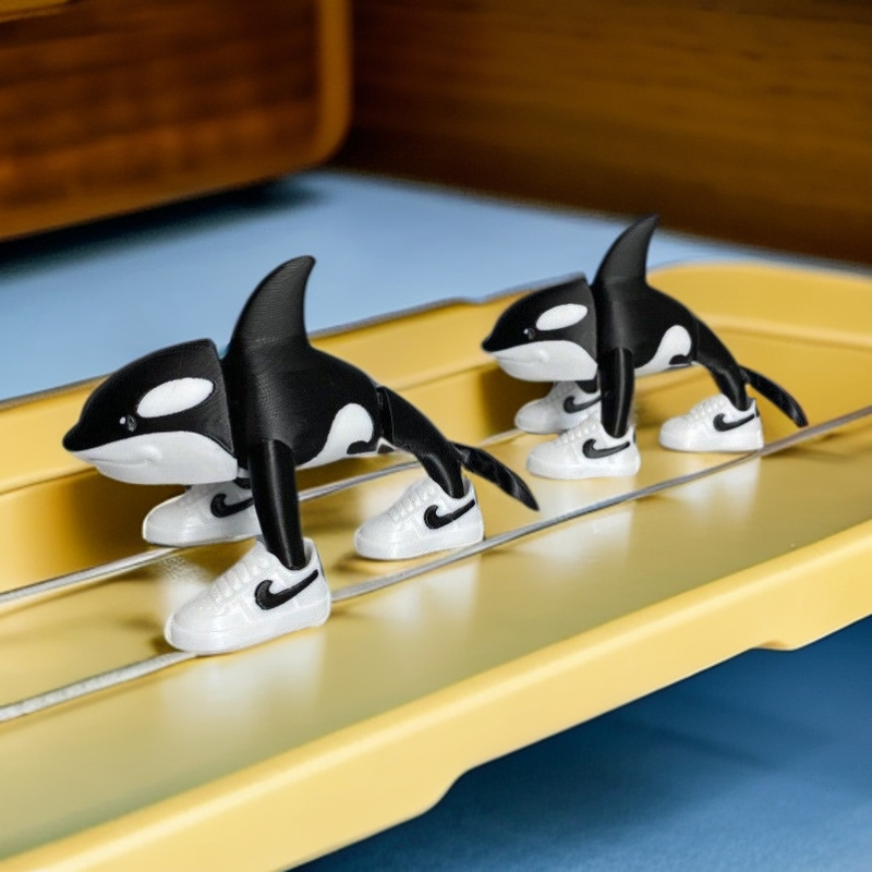 国外山海经系列穿鞋虎鲸Orcalero Orcala爆款AI抽象趣味模型玩具