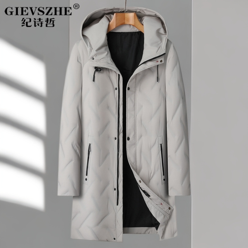 纪诗哲男士加厚连帽羽绒服2025冬季新款男装商务新款男式羽绒服