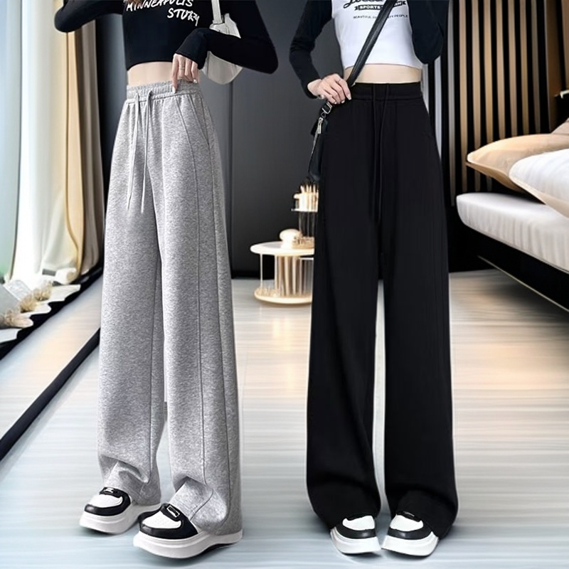 女童裤子春秋直筒休闲阔腿裤春季女孩宽松学生高腰运动卫裤香蕉裤